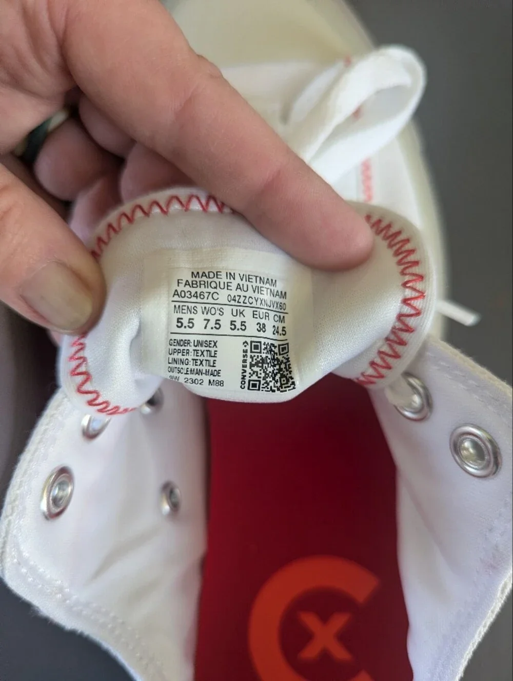 Converse Women's White Canvas Sneakers with Pink/Coral Accent Sole And Stitching